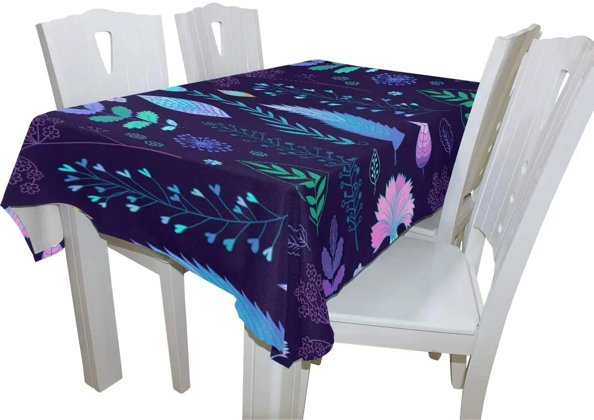Синяя фиолетовая прямоугольная скатерть с цветочным узором для свадебной