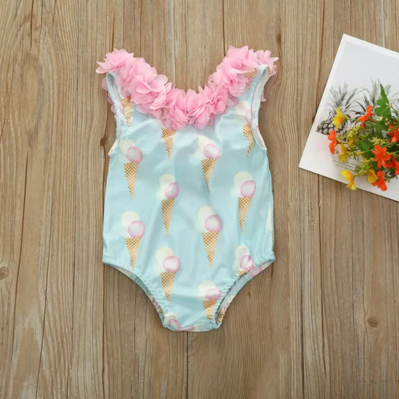 Toddler Kid Swimwear One Piece Printed Flower Bikini Swimsuit Baby Girl Swimming Bathing Costume Children Summer Swimsuits 1-5Y | Спорт и