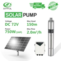 3 dc screw deep well solar water pump kits 72v 750w mppt controller bore irrigation submersible max head 150m flow 2000lh