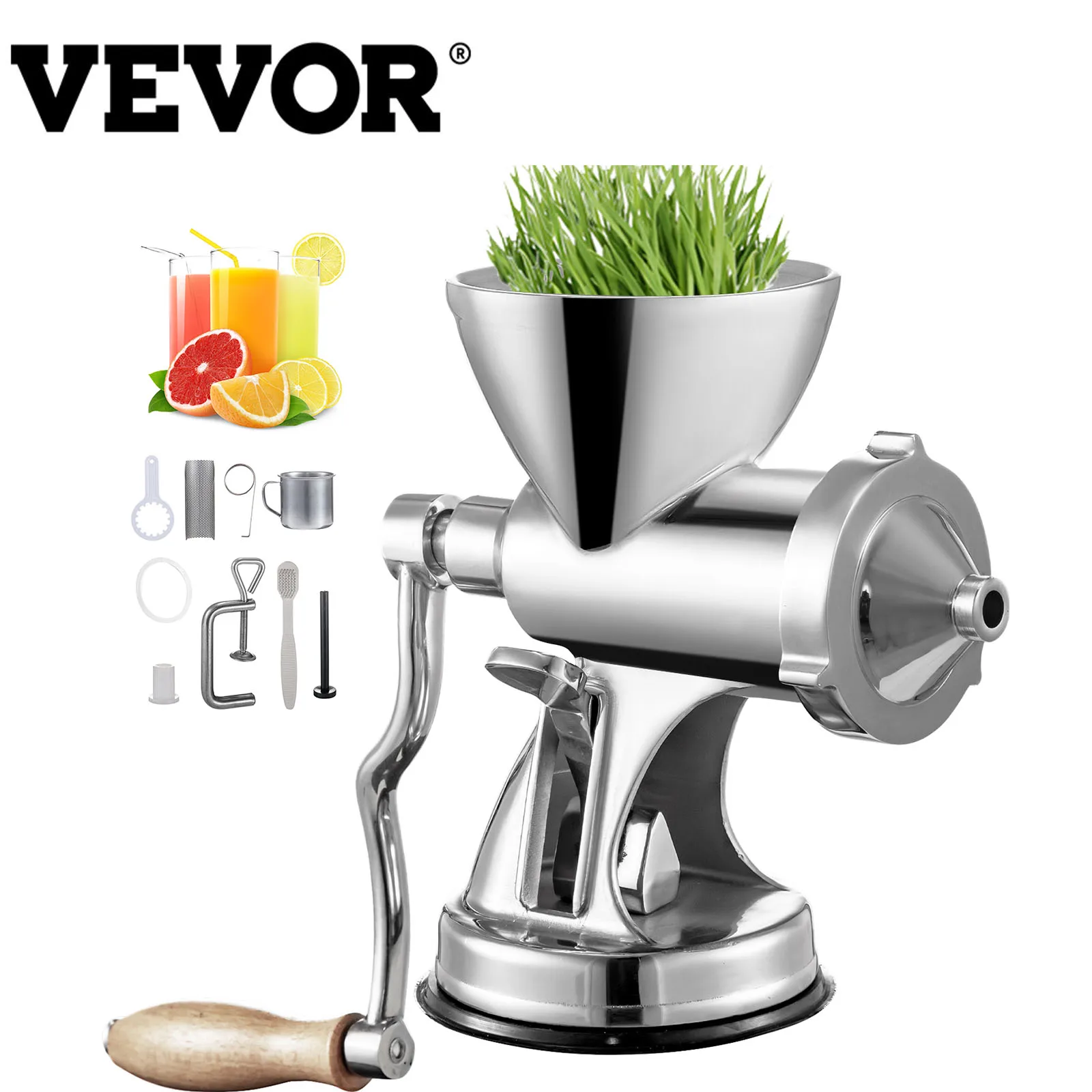 VEVOR Manual Stainless Steel Wheatgrass Juicer Extractor Home Auger Slow Squeezer Vegetable Orange Juice Press Portable Blender