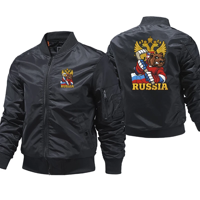 

2022 Men's Russian Hockeys Bear Bomber Jacket Men Hot Sale Warm Fashion Outwear Brand Coat Slim Design Male Windbreak Jackets