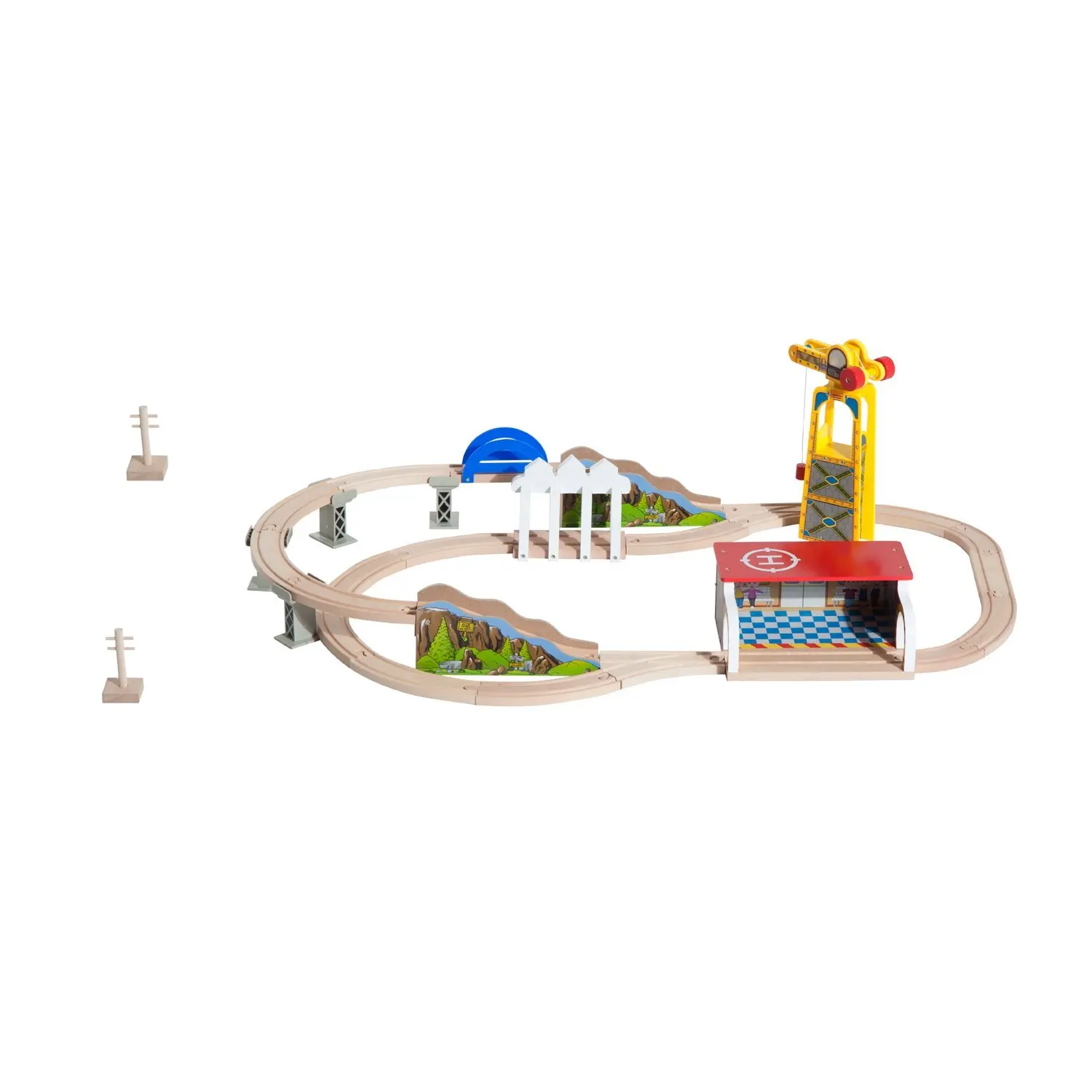 Набор HOMCOM Completo de 82 пьезы Juego Tren con Circuito Via Mesa Madera para Ninos Juguete Educativo Infantil |