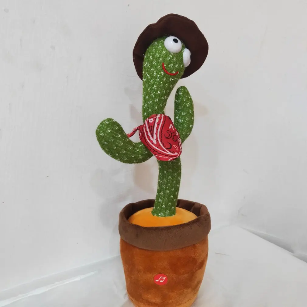 

New 32cm LED Electric Doll Singing Music Dancing Shake Light Up Cactus Shape Plush Toy Dance Plant Learning Toy