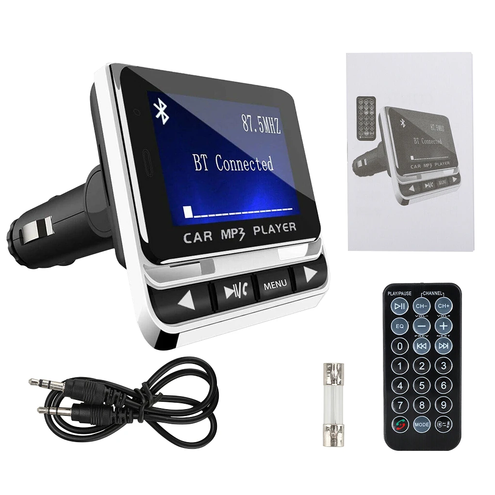 

Bluetooth Audio Adapter Car Wireless MP3 Player Car Bluetooth Audio Transmitter with 1.4 Inches Screen