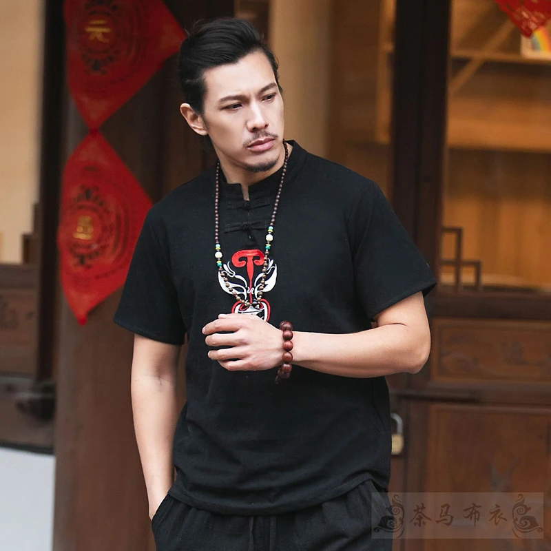 Мужские топы в китайском стиле пекинской оперы традиционная одежда ханьфу с