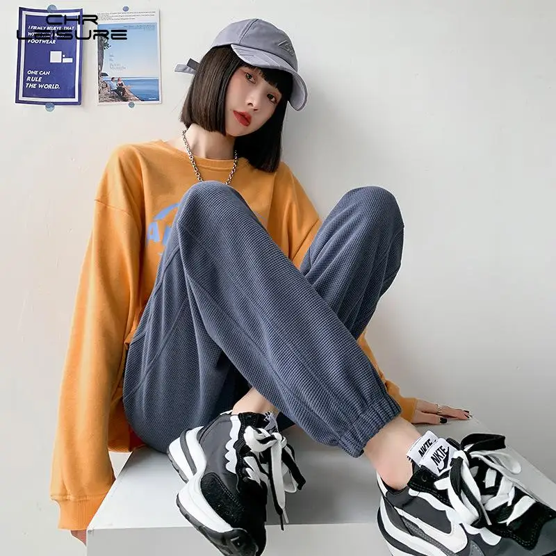 

Женские свободные спортивные штаны CHRLEISURE, повседневные джоггеры с высокой талией, шаровары на завязках, укороченные брюки для осени