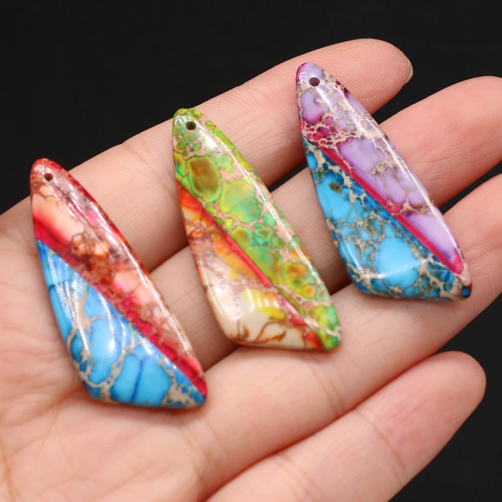 

Natural Semi-precious Stone Emperor Stone Irregular Pendant 16x40mm for Jewelry Making Necklaces Gift
