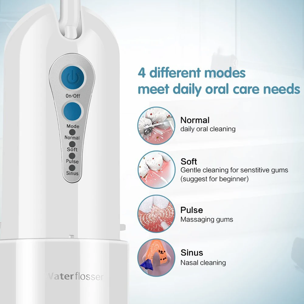 Oral Irrigator USB Rechargeable Water Flosser Portable Dental Jet Floss 150ML Tank Waterproof 4 models Teeth Cleaner | Бытовая техника