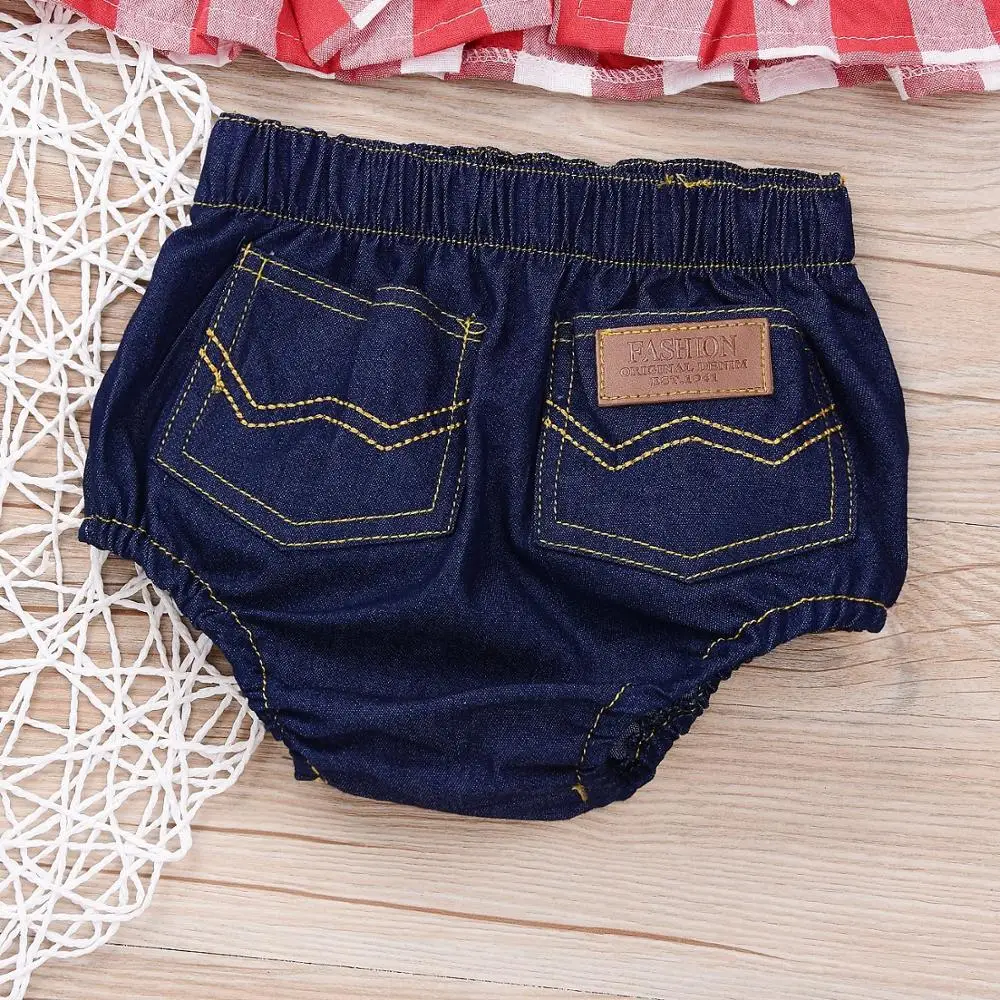 Комплект летней одежды из 3 предметов для новорожденных девочек клетчатая