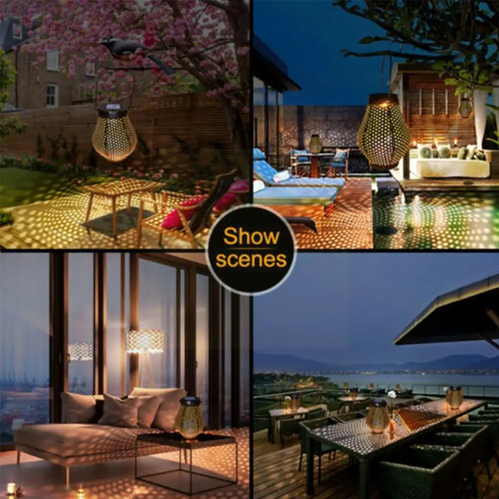 

Outdoor Garden Landscape Light Wrought Iron Led Solar Projection Tin Portable Thorn Lamp European Lantern Can Style Point S1f1