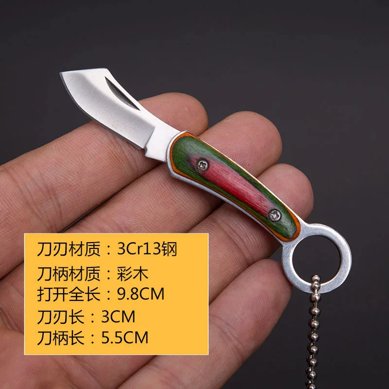 

High Quality Portable Stainless steel mini folding knife ladies self-defense fruit knife keychain