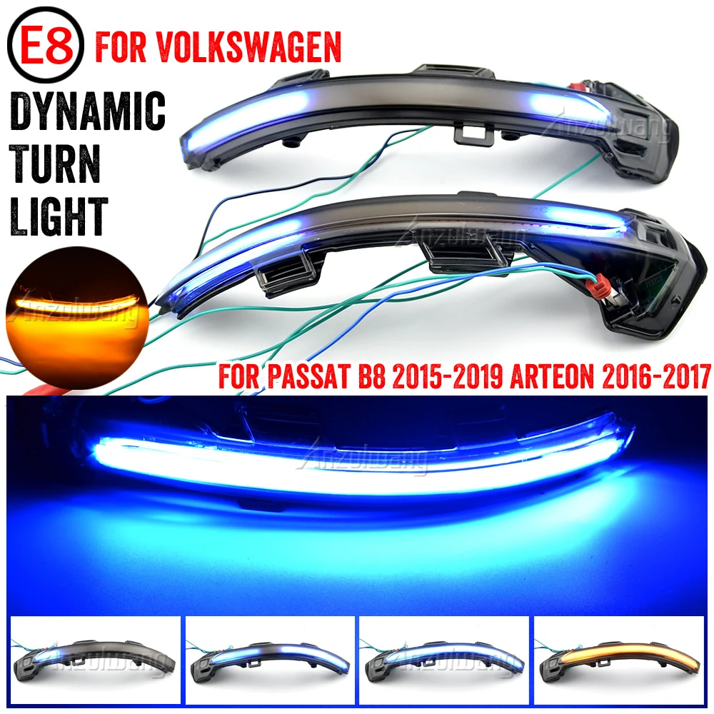 

2Pcs Car Dynamic LED Turn Signal Light Rearview Mirror Blinker Indicator For VW Passat B8 Arteon 2015 2016 2017 2018 2019