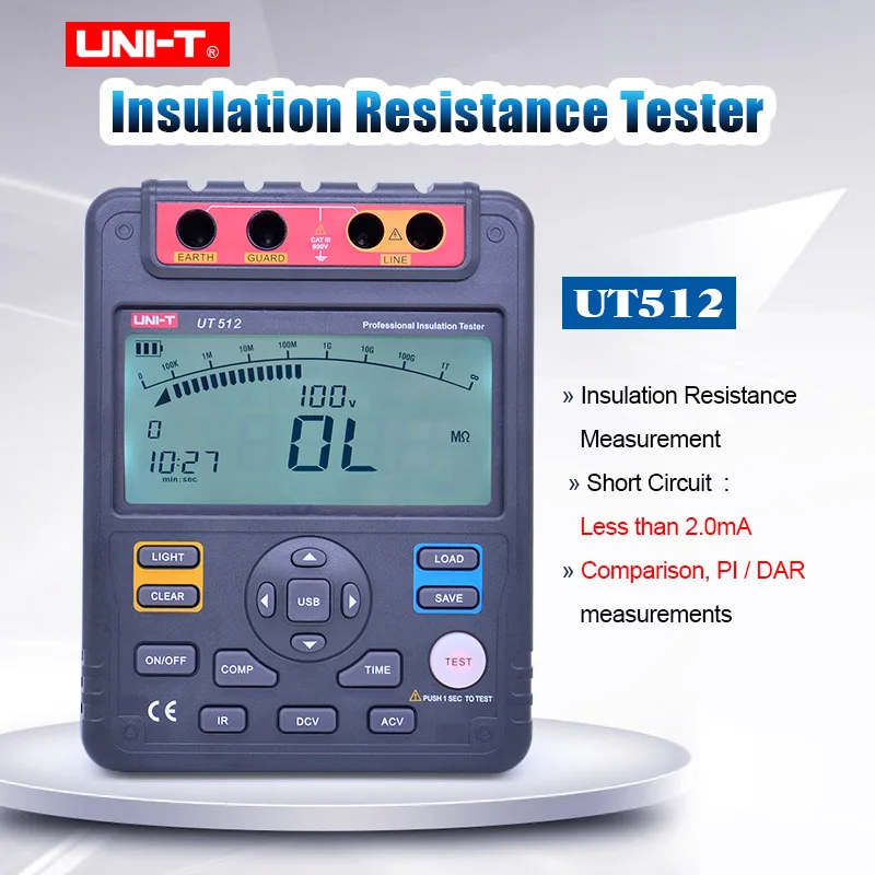 

Цифровой тестер сопротивления изоляции UNI-T UT512 Megger mete AC DC напряжение ом метр мегомметр 2500 В 100Gohm USB интерфейс