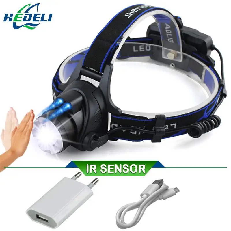 Светодиодный налобный фонарь с ИК датчиком CREE XML L2 индукционный Головной