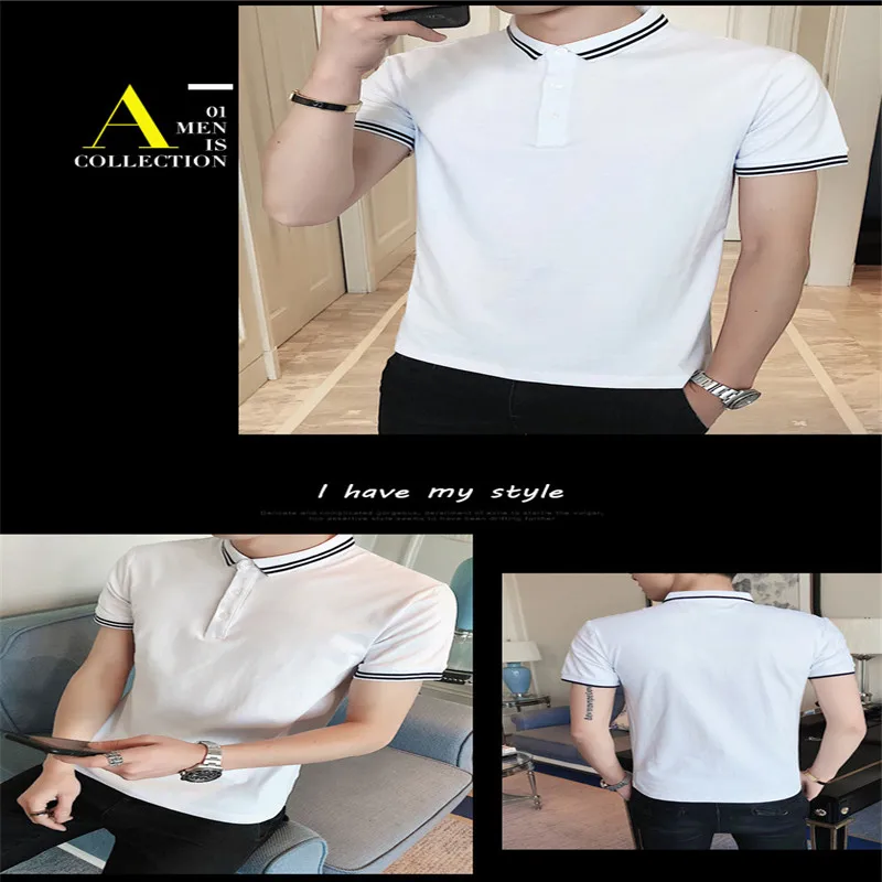 

10185-Men's short-sleeved T-shirt cotton T-shirt half-sleeved white clothes summer