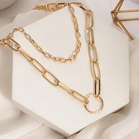 womens vintage punk layered chain necklace necklace exaggerated golden gothic hoop metal necklace 2020 clavicle jewelry ladies