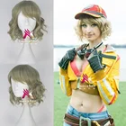 Парик для косплея из аниме Фэнтези, Косплей Фэнтези зонди из сериала фосфит, зеленые кудри, костюмы для Хэллоуина с короткими волосами и шапочкой