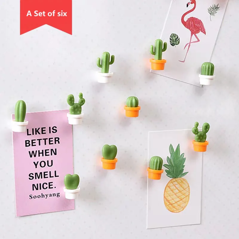 

A Set Of Fridge Magnet Cactus Refrigerator Magnets Originality Home Kitchen Decor Green Plant Brief Cute Decoration Stickers