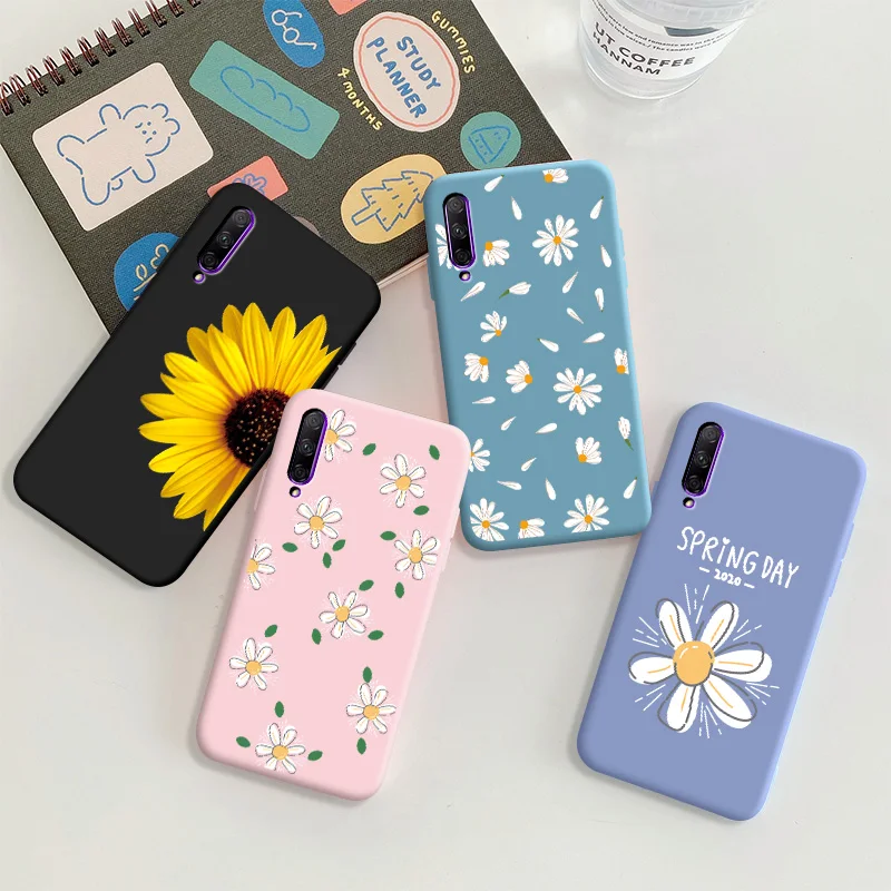 

For Huawei Y9S case Soft TPU Silicone phone case Colourful flower plant anti falling Phone back cover