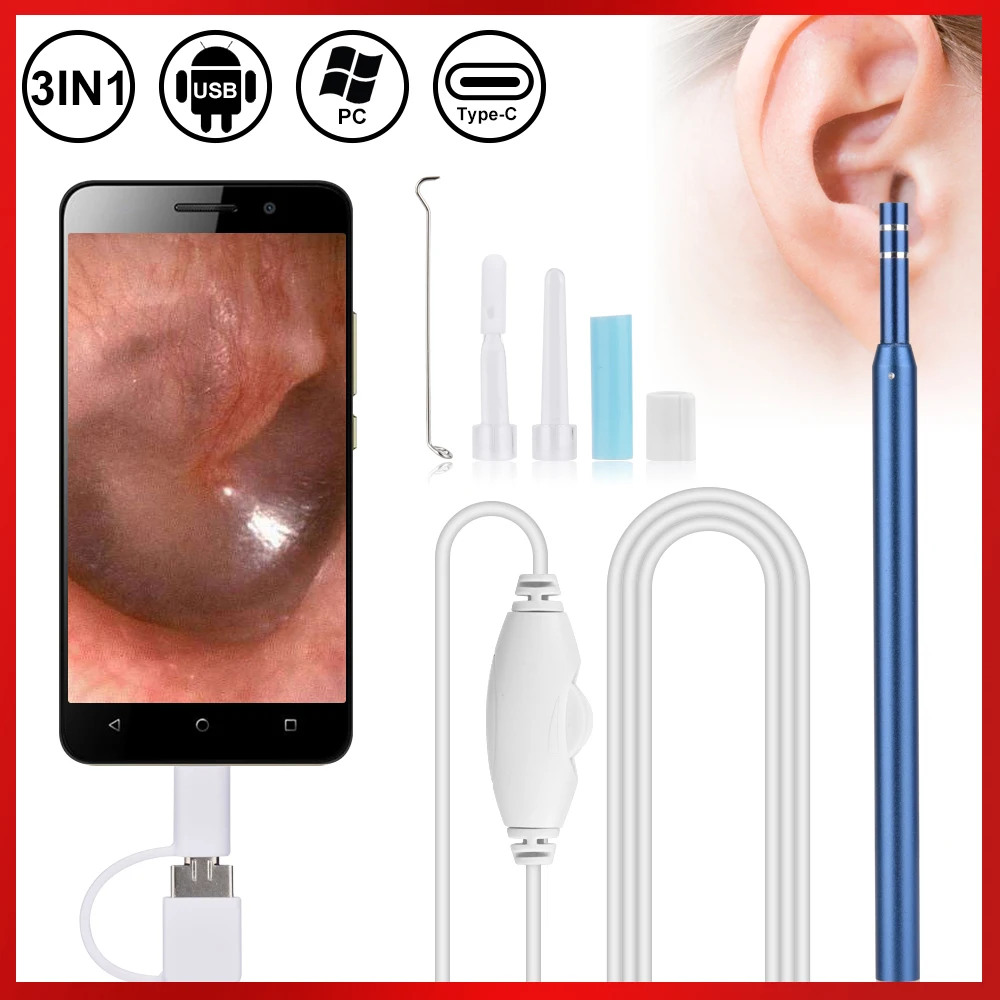 

2 в 1, USB-эндоскоп для чистки ушей, 5,5 мм