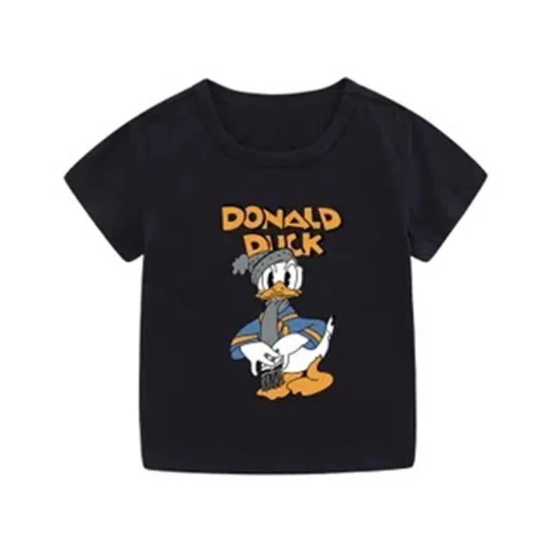 Летняя футболка с мультяшным Дональдом Даком Повседневная принтом для девочек и