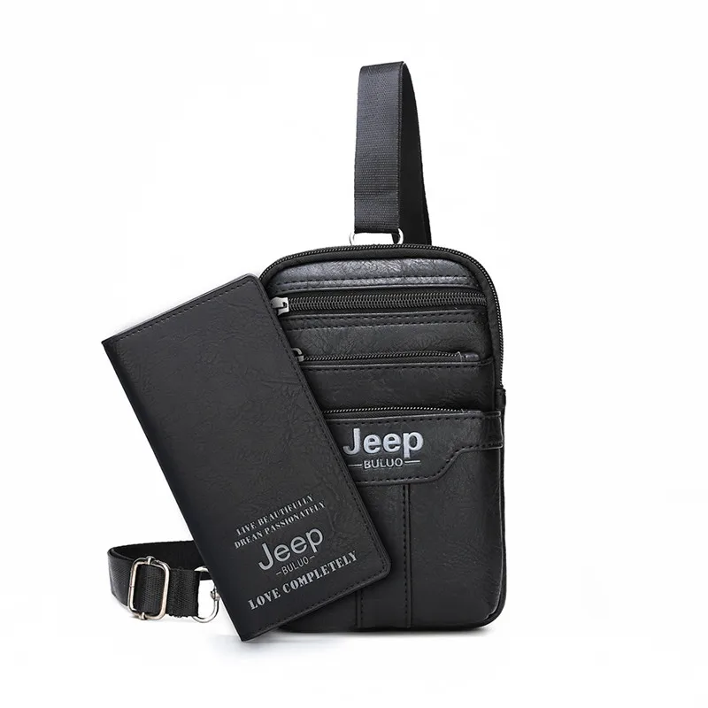 577-8888-Black JEEP BULUO многофункциональная маленькая нагрудная сумка на ремне, сумка на талию для мужчин, новая модная повседневная мужская сумка через плечо - Цвет: 577-8888-Black
