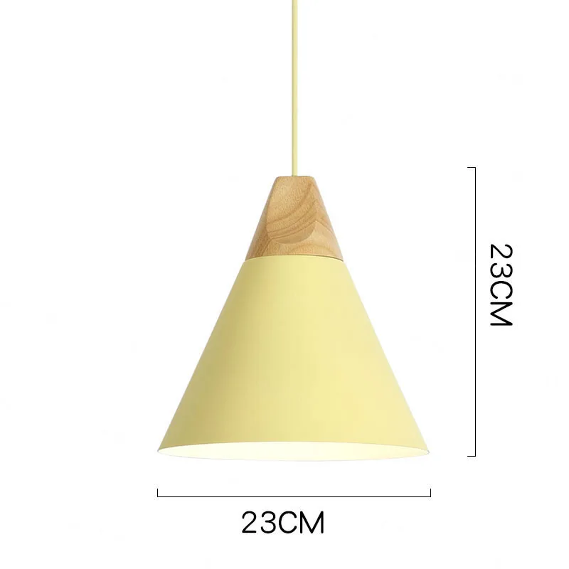 23cm Yellow Современный светодиодный подвесной светильник в скандинавском стиле из дерева, для кафе, ресторана, спальни, кухни, разноцветное украшение для дома, алюминиевый светильник - Цвет корпуса: 23cm Yellow