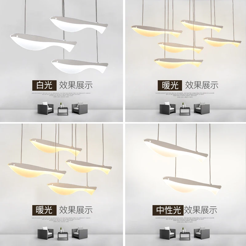 

Nordic iron LED fish pendant lights modern dining room hanging lamp bedroom living room corridor decor balcony fixture lighting