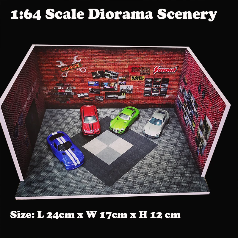 

Diorama 1/64 Model Car Garage Display Alloy Model Car Parking Lot Vehicle Station Gifts
