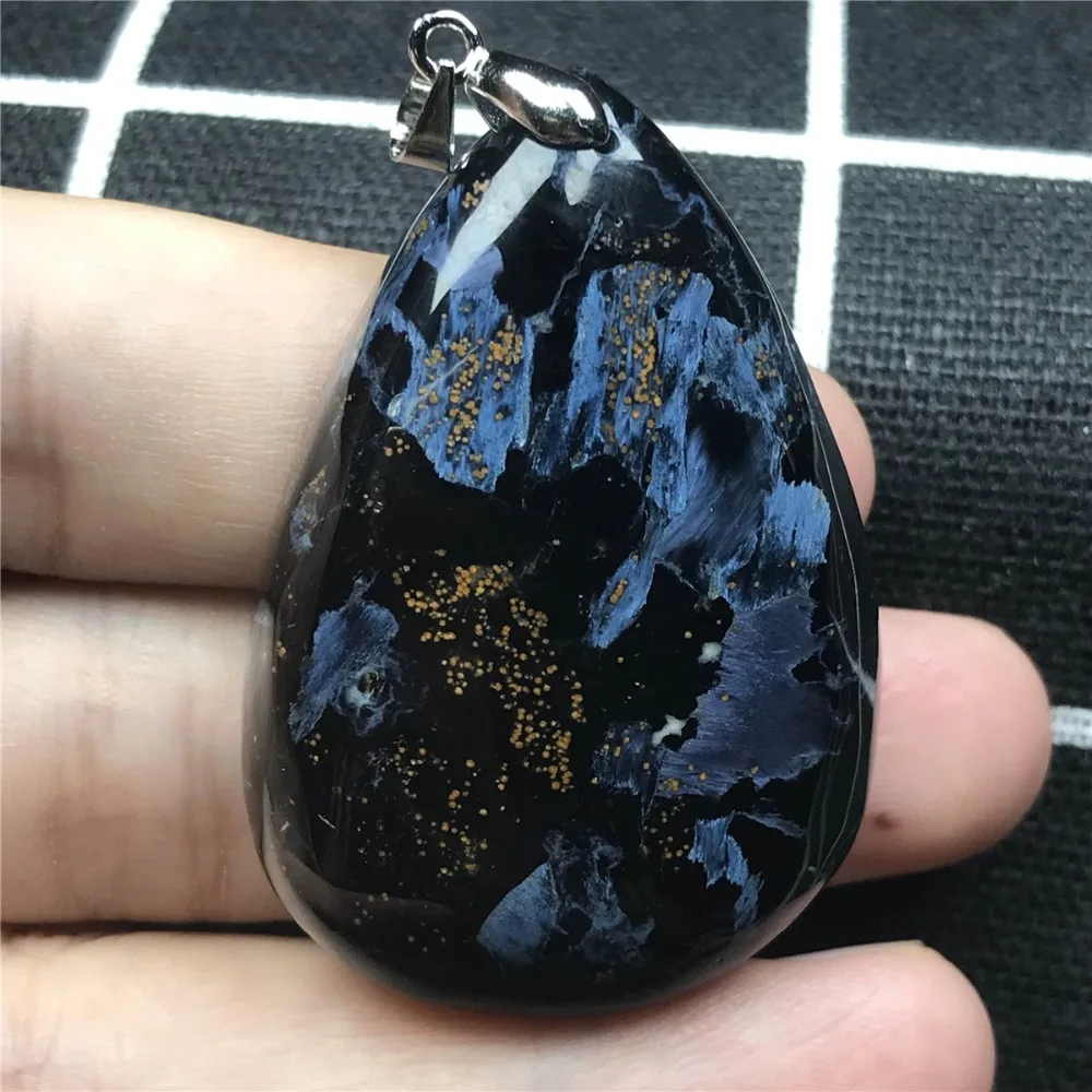 Натуральный Синий Pietersite кулон ювелирные изделия для Для женщин Для мужчин 46x31x10 мм Намибии с украшением в виде кристаллов капли воды лавовый камень браслет, Модный кулон AAAAA