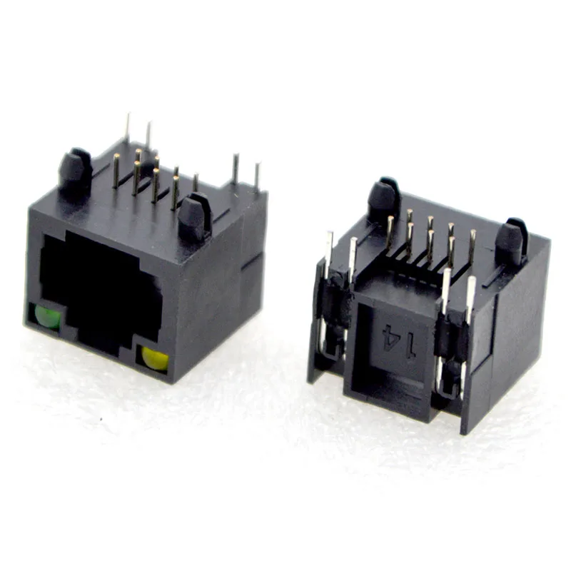 200 шт. новый сетевой разъем RJ45 56 полный пластик с лампой рот 90 градусов 8P8C