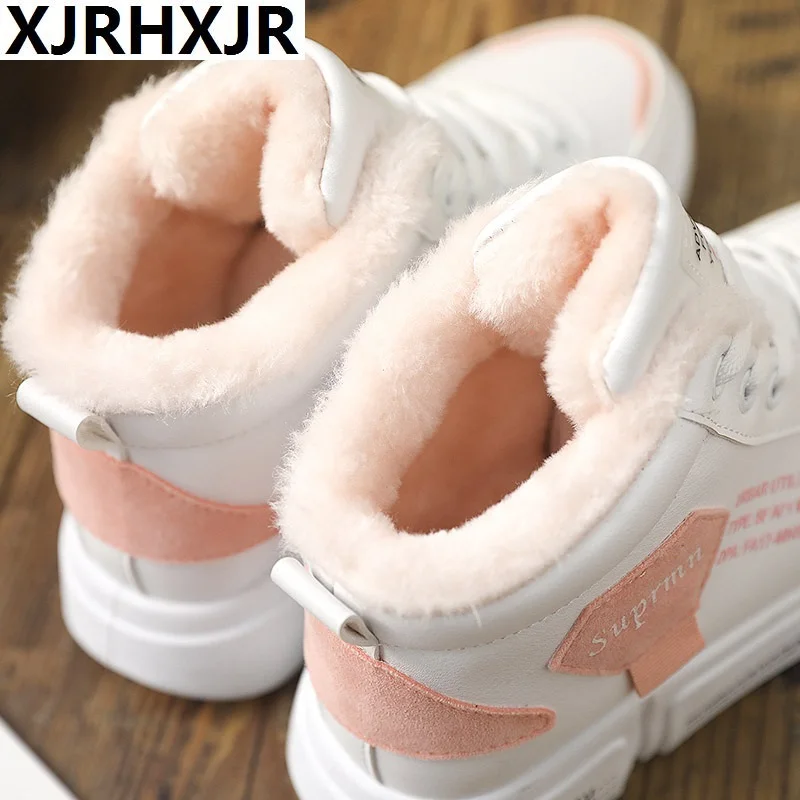 Женские плюшевые ботильоны теплые кроссовки на плоской подошве со шнуровкой