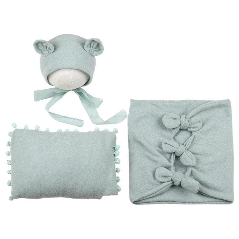 Set de accesorios de fotograf&iacute;a para reci&eacute;n nacidos, Set de 3 unids/set, sombrero, almohada, envoltura para fotos de beb&eacute;s-5