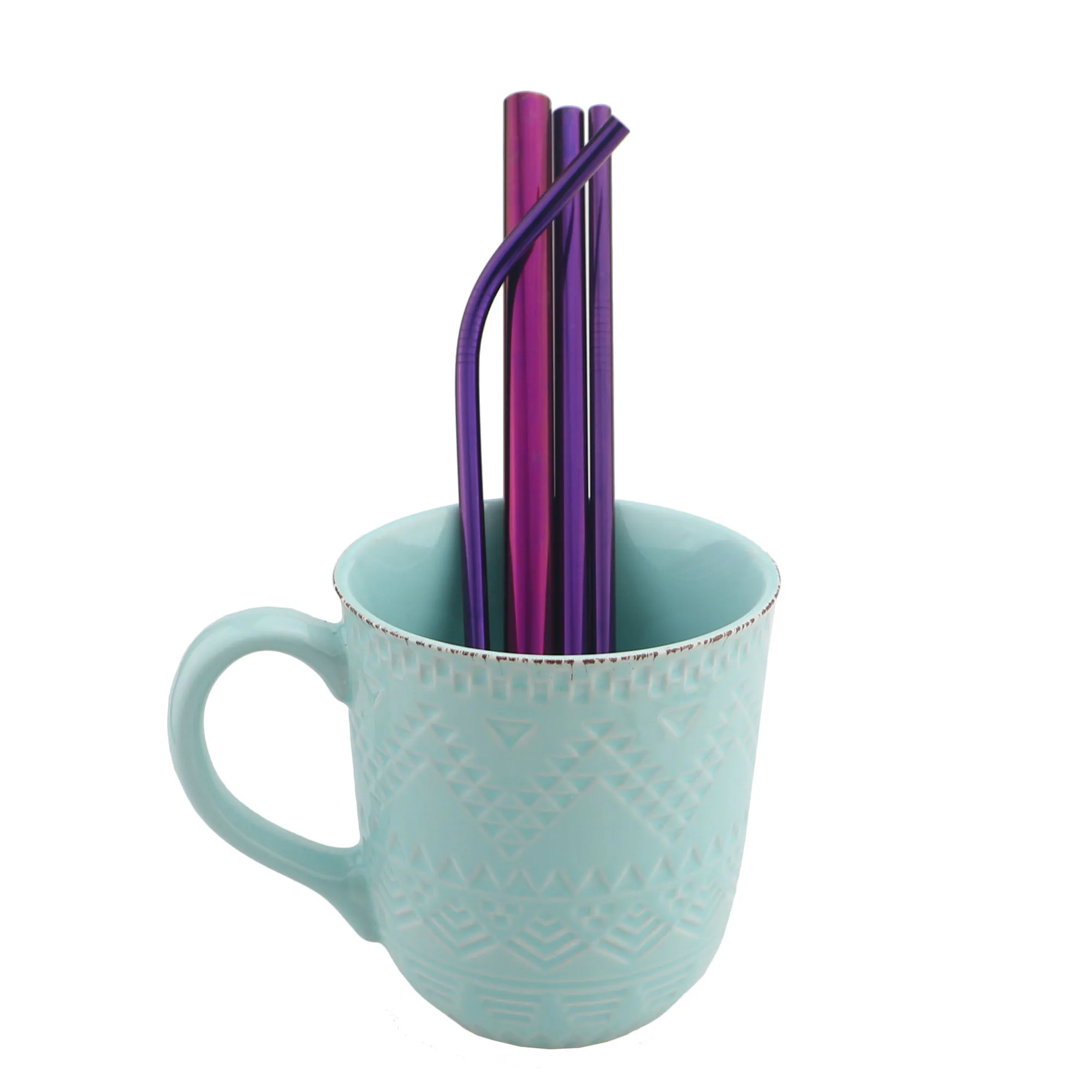 Стеклянная многоразовая соломинка фиолетового цвета из нержавеющей стали 304 2 шт.