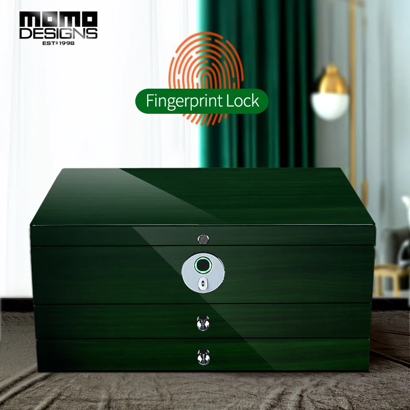Деревянная коробка для драгоценностей разблокировка по отпечатку пальца
