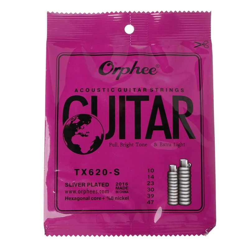 

TX620-S 6PCS 010-047 Inch Acoustic Guitar Strings Anti-Rust Extra Light Tension