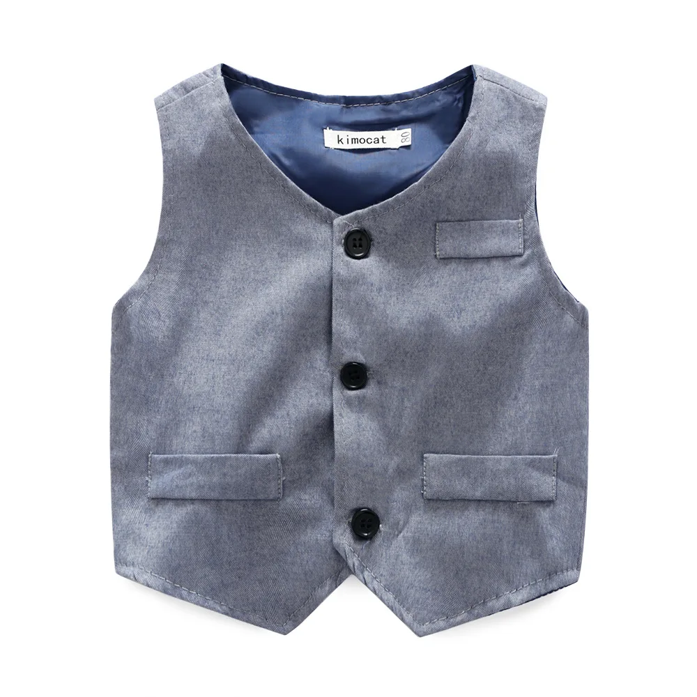 

Wasailong new baby clothes Spring and autumn long-sleeved cotton gentlemen's baby suits 3pcs(Vest + shirt + pants)