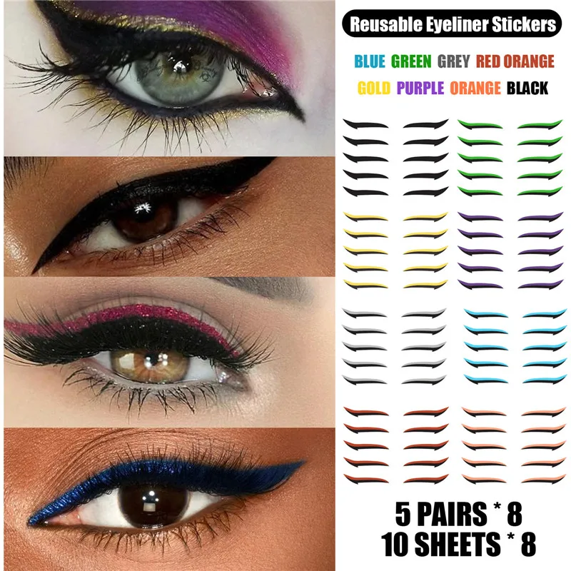 

10/12PCS Lazy Useful Reusable Eyeliner Stickers Eyelid Line Stick Eye Makeup Cat Makeup Double Eyelid Sticker Eyeliner Sticker