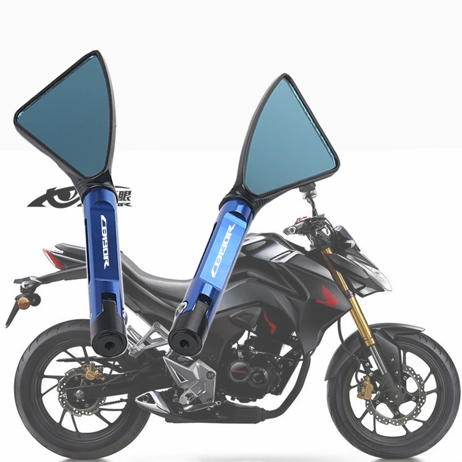 Зеркало заднего вида с логотипом мотоцикла CNC алюминиевое синее антибликовое