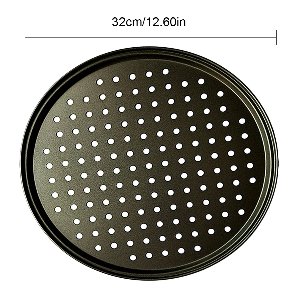 

32cm Pizza Baking Pan Carbon Steel Non-stick Pizza Baking Pan Mesh Tray Plate Bakeware Baking Tool Kitchen accessories