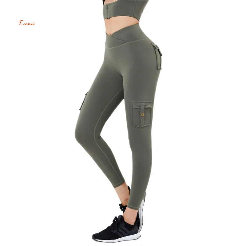 Новые Леггинсы для йоги с карманами штаны и фитнеса приятные кожи тканевые