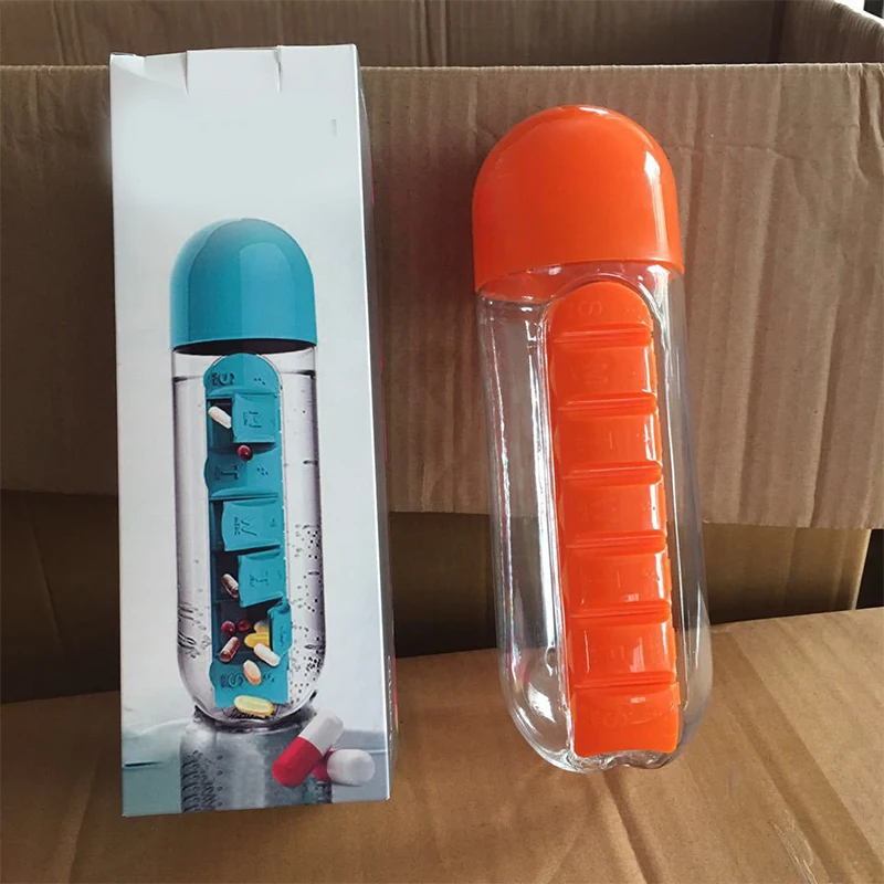 Два в одном портативная бутылка для воды 600 мл Спортивная со встроенным