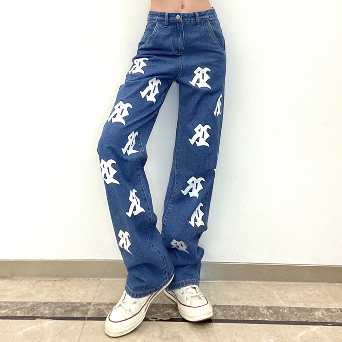 

New Fashion Casual Cotton Long Denim Jeans High Waist Comfortable Straight Leg Baggy Washed Boyfriend Harajuku Streetwear