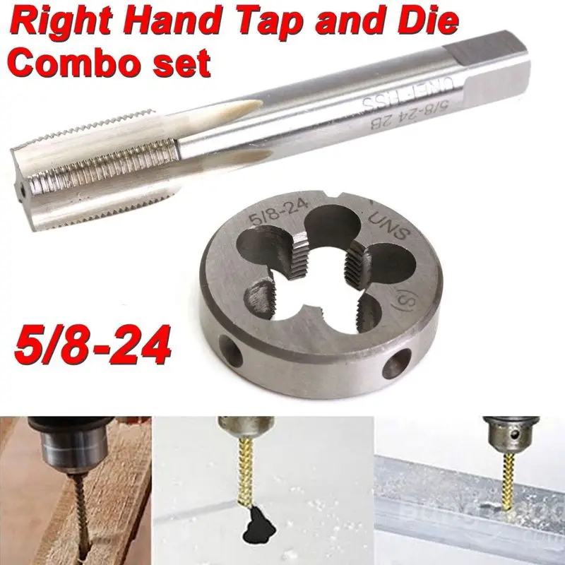 

5/8-24 UNEF Hand Tap & Round Die Set Alloy Steel Right Hand Tapping Hand Cutting Tool