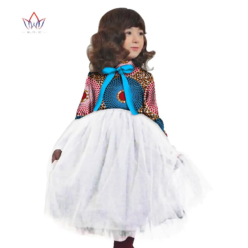 Платье для девочек в африканском стиле Кружевная одежда Детская с круглым