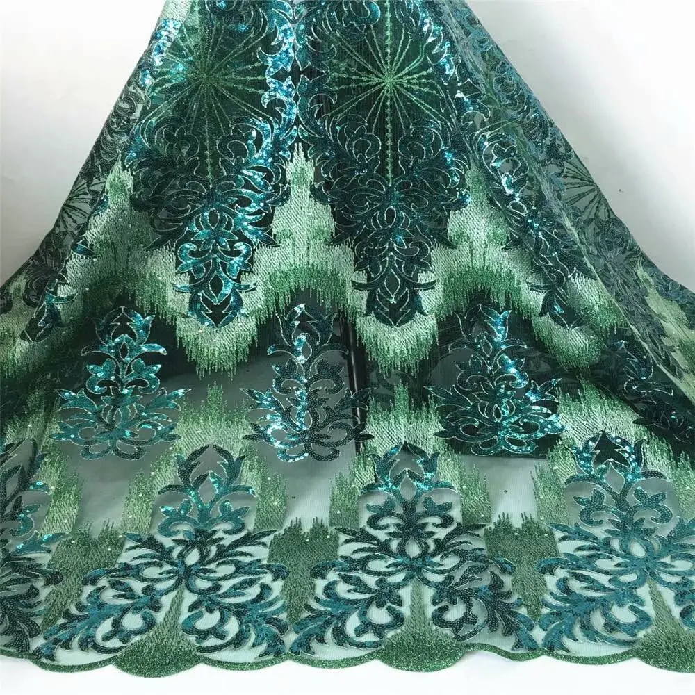 5 ярдов французское кружево Роскошные блестки вышивка африканский тюль