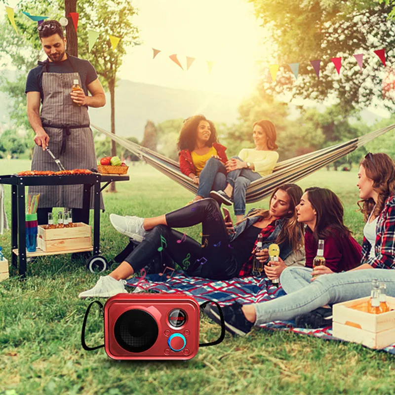 

Portable Bluetooth Speaker With Wirless MIC Moving Karaoke KTV Music Surround Outdoor Speakers For Andirod IOS Phone