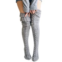 1 pair of women wool stockings japan style warm fluffy over keen solid stockings leg warmer female cotton autumn winter hosiery
