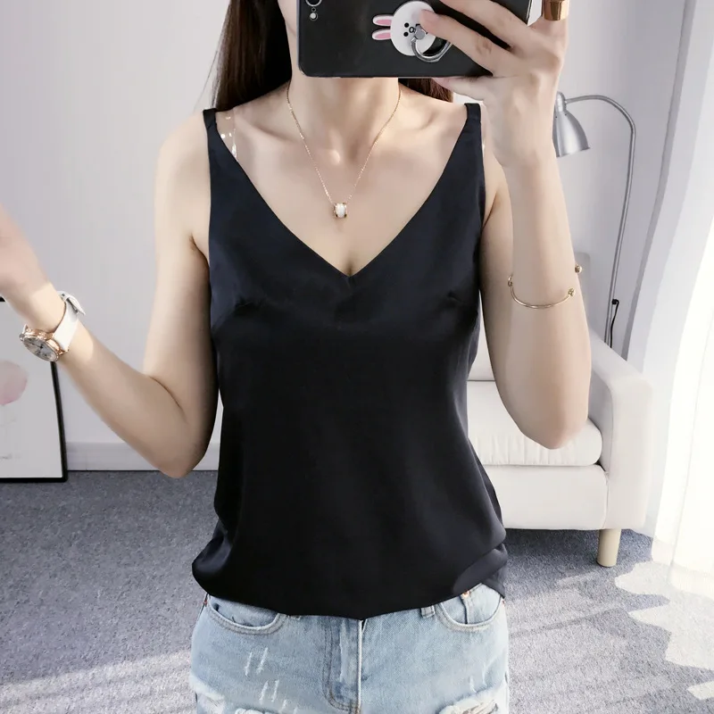 Новинка весна лето Шелковый Атласный сексуальный жилет без бретелек Женская