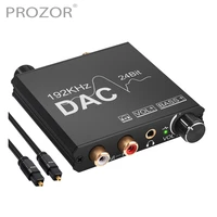 prozor 192khz dac digital to analog audio converter support bass volume control coaxial toslink to rca 3 5mm headphone adapter